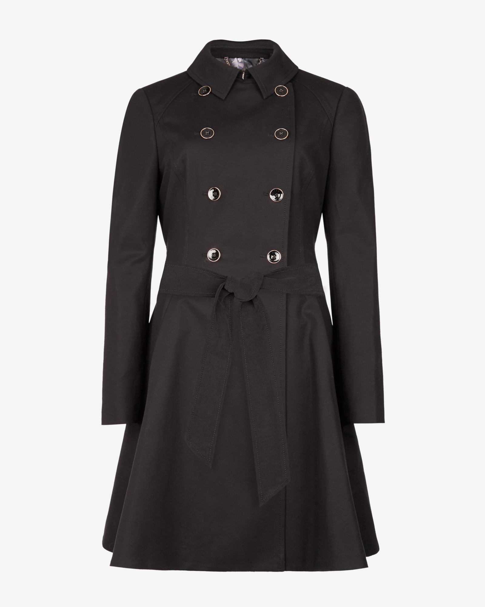 Ted Baker Flared Trench Coat in Black - Lyst
