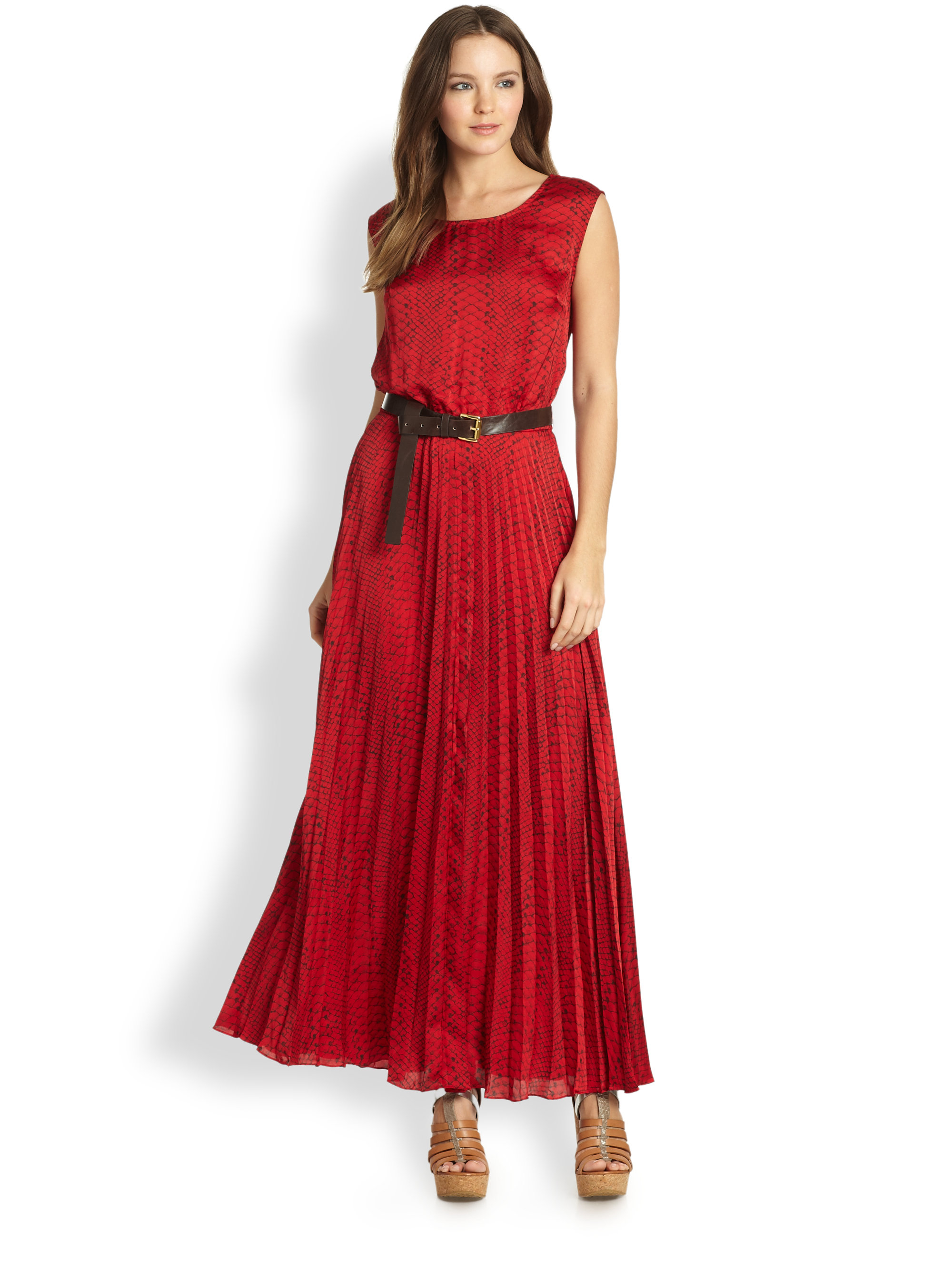 michael kors pleated maxi dress