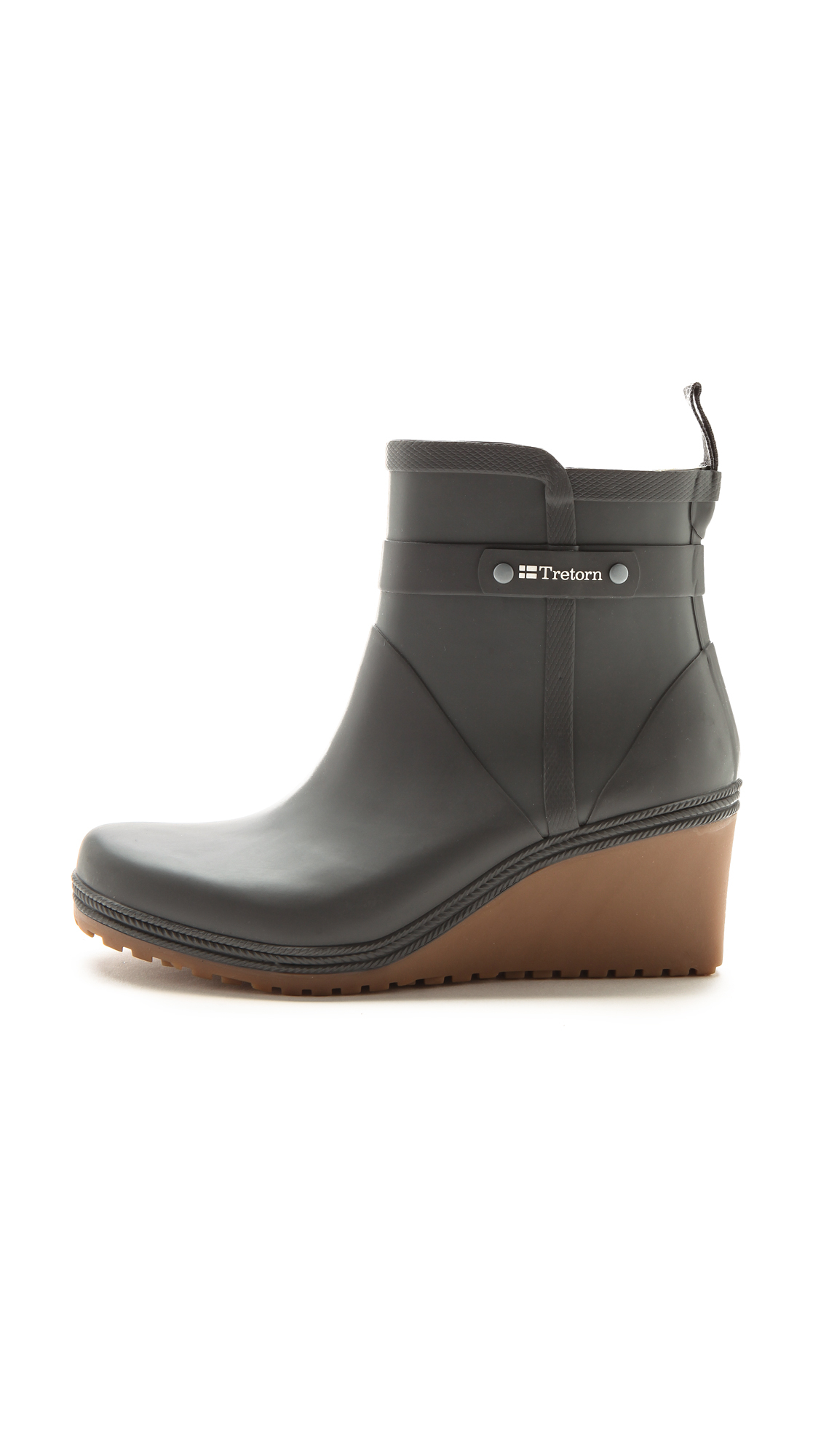 Tretorn Plask Mid Wedge Rain Boots Gunmetal in Metallic Lyst