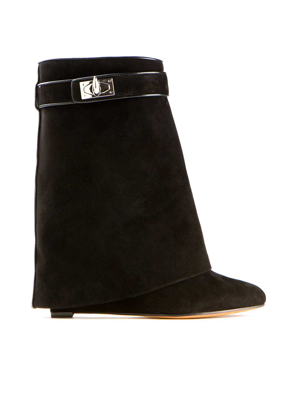 Givenchy Shark Lock Black Suede Wedge Ankle Boots in Black | Lyst