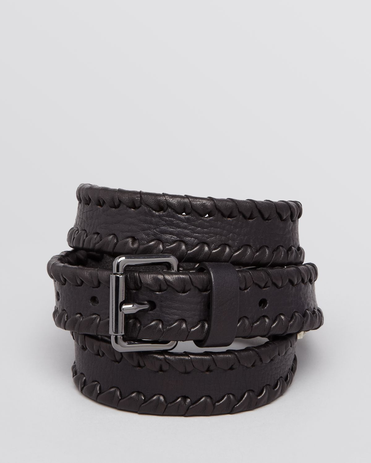 Lyst John Varvatos Lace Edge Leather Belt in Black for Men