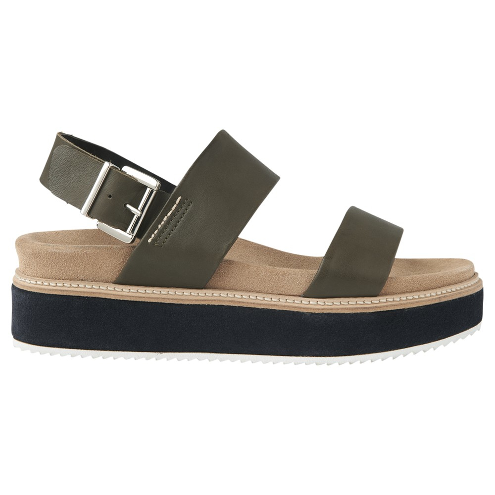 Whistles Leather Firth Flatform Sandals in Khaki Leather (Brown) Lyst