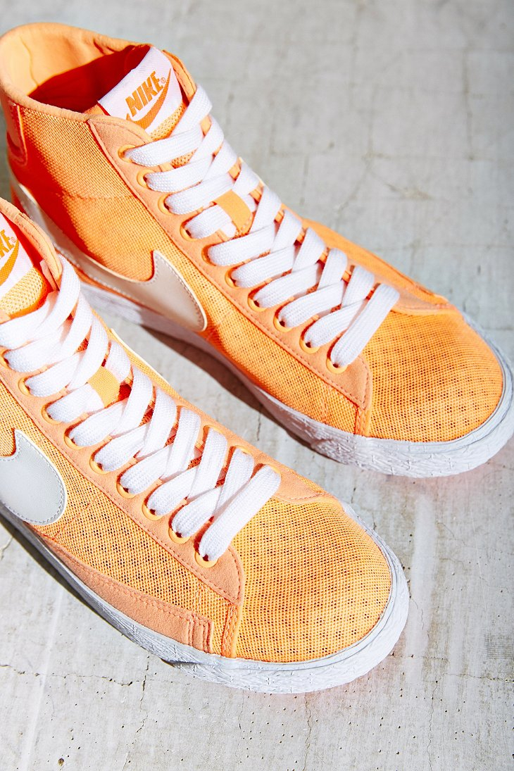 Nike Blazer Mid Mesh High-top Sneaker in Orange | Lyst