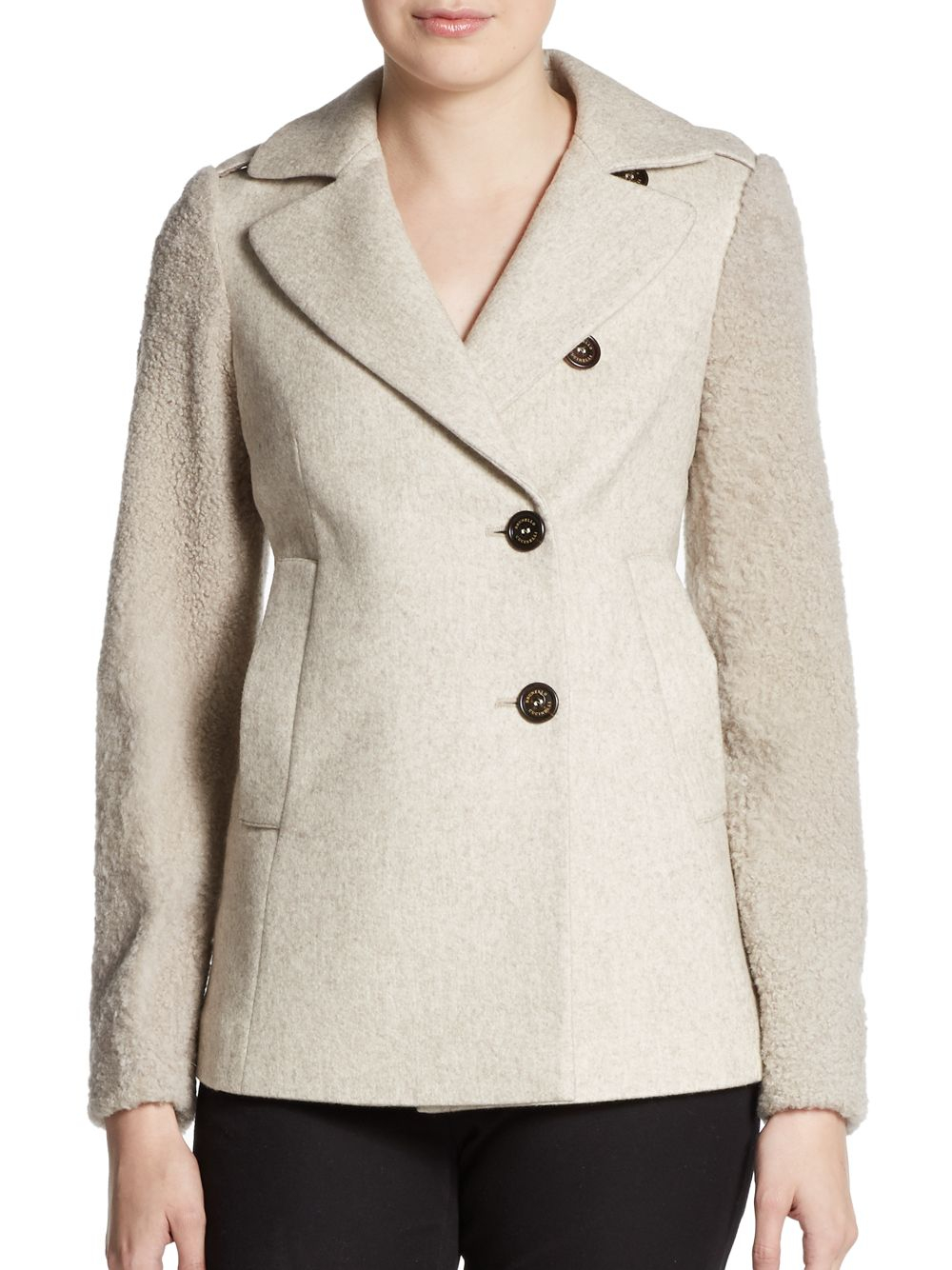 Lyst Brunello Cucinelli Mixedmedia Notched Collar Jacket in Natural