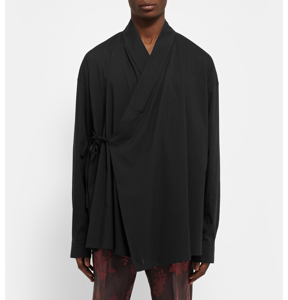 Haider Ackermann Cotton Kimono Shirt in Black for Men | Lyst