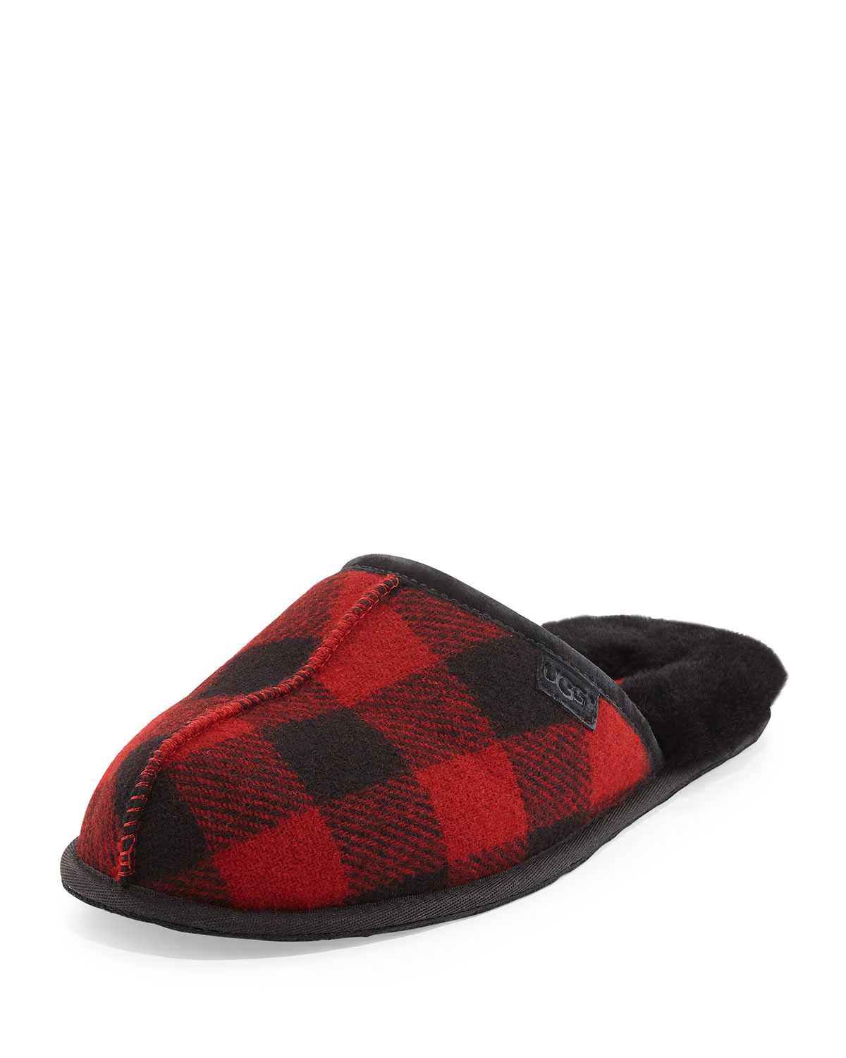black and red slippers