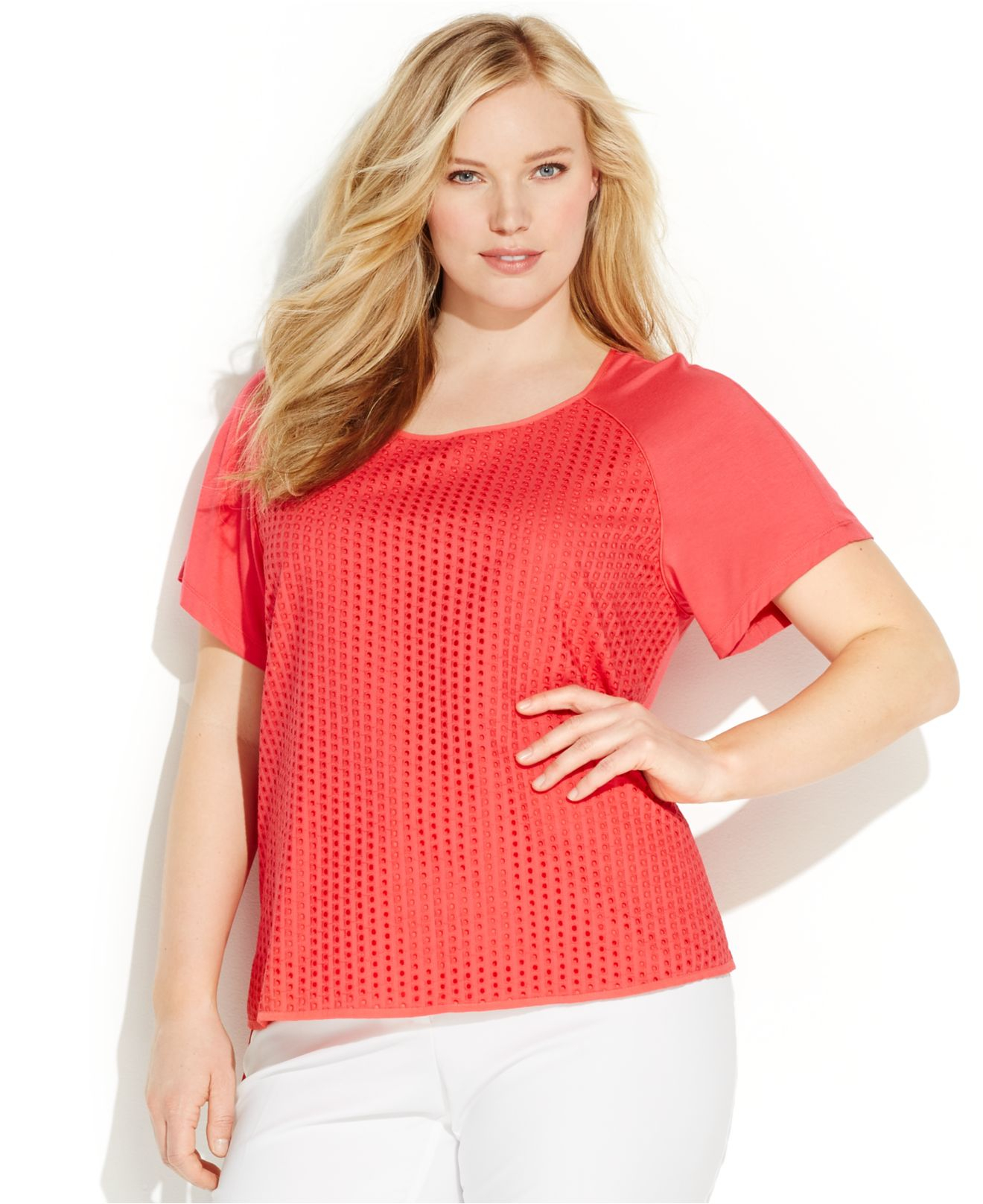 red plus size cover up