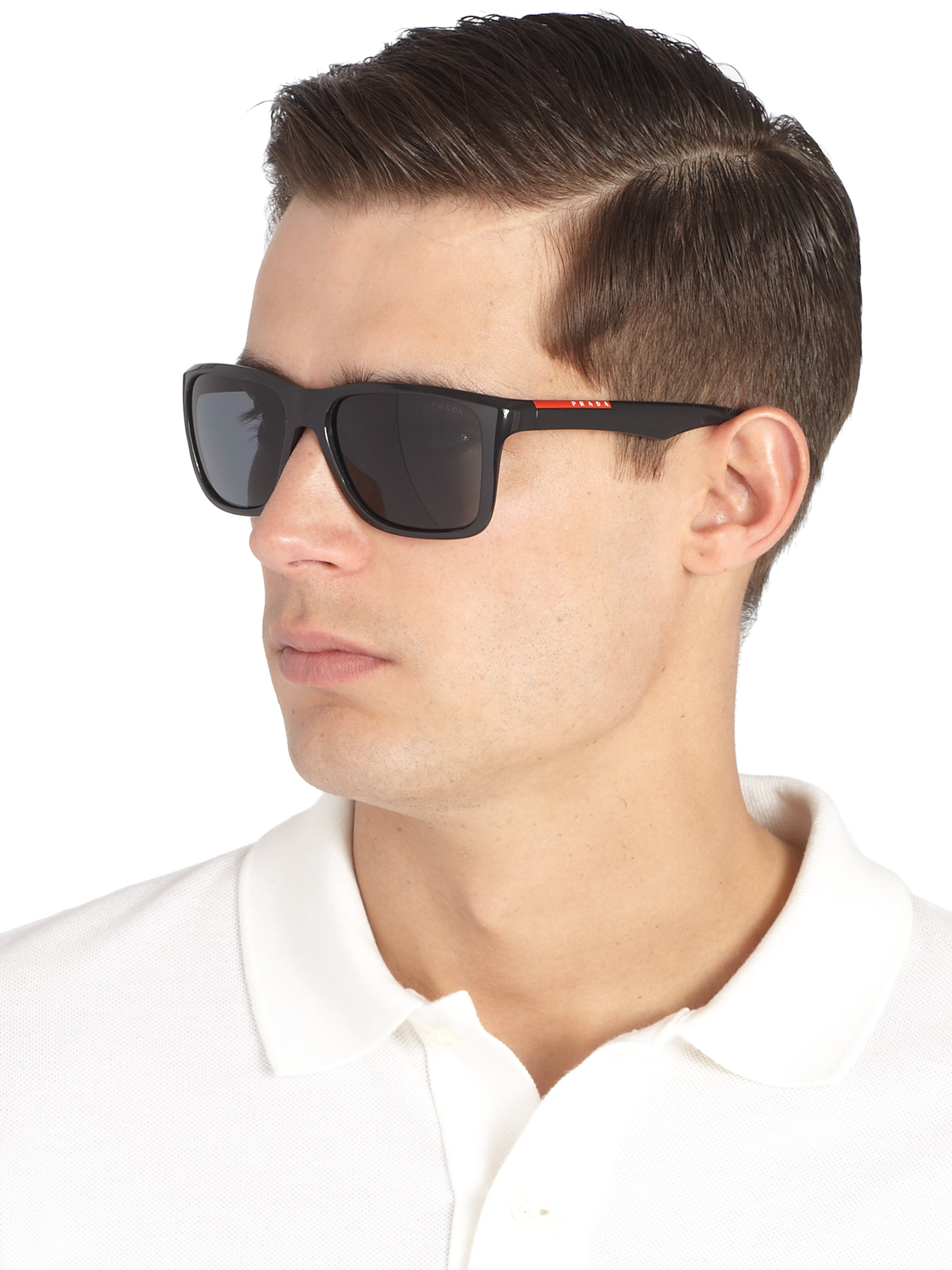 Prada Square Aviator Sunglasses in Black for Men | Lyst