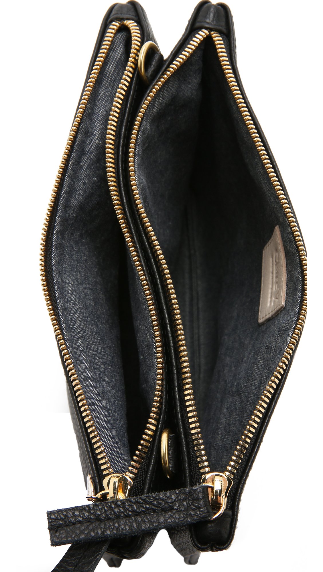 Clare V. Vivier Double Sac Bretelle in tan Pebbled Italian Leather