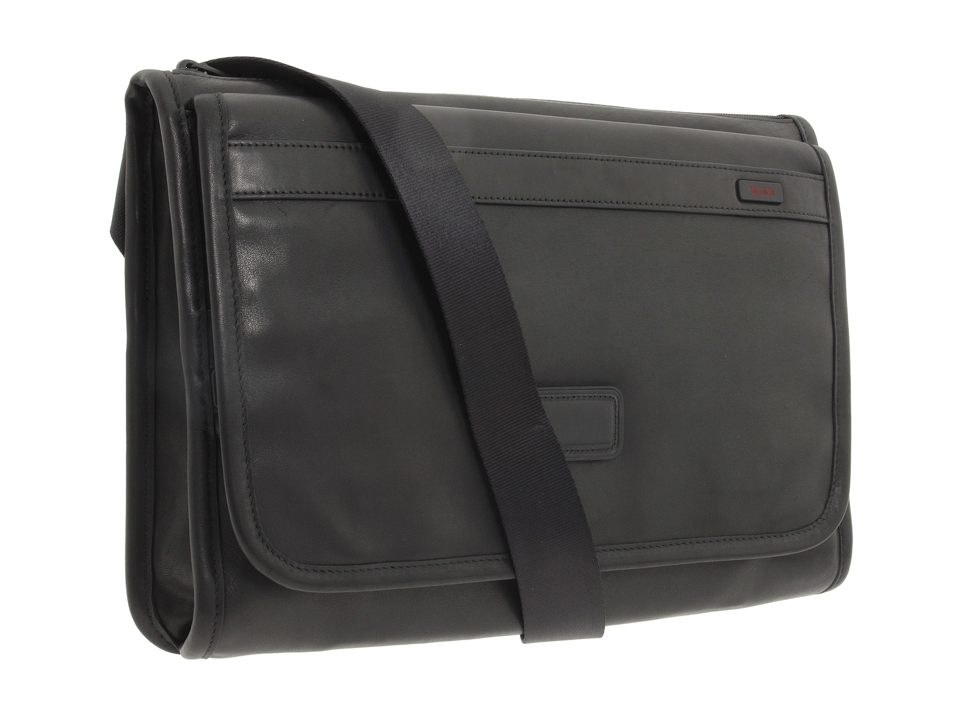 Tumi Alpha Leather Flap Zip Cross Body in Black Lyst