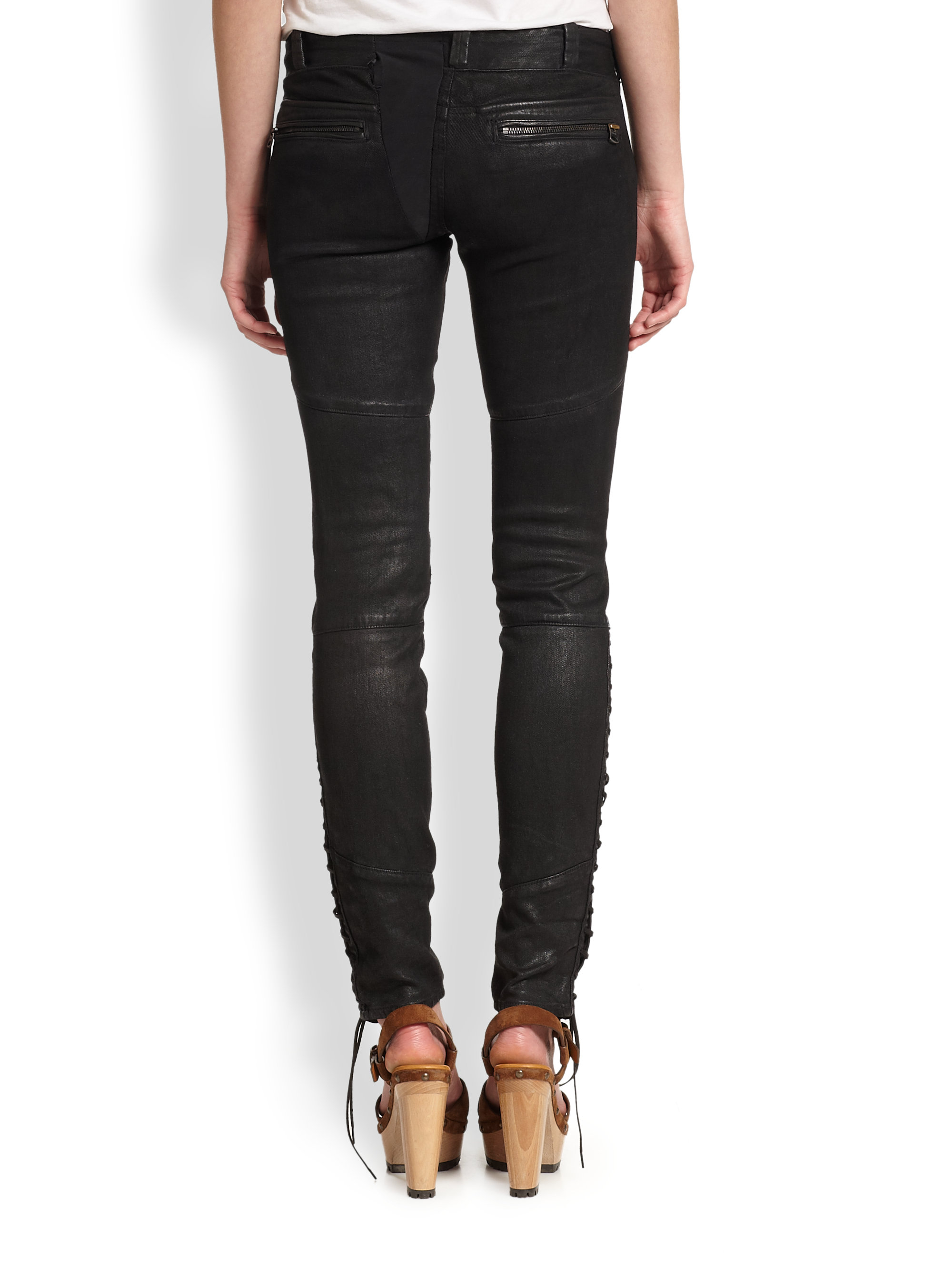 Polo Ralph Lauren Coated Skinny Jeans in Black - Lyst