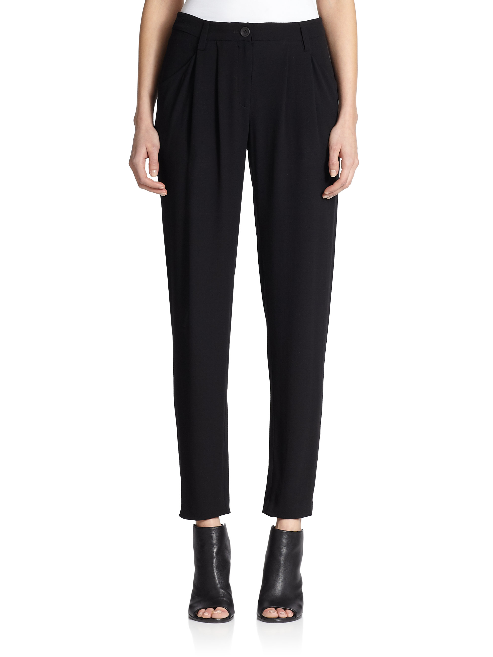 Lyst - Eileen Fisher Silk Relaxed Pants in Black