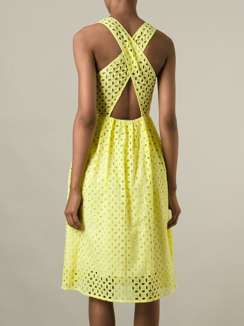 yellow broderie anglaise dress