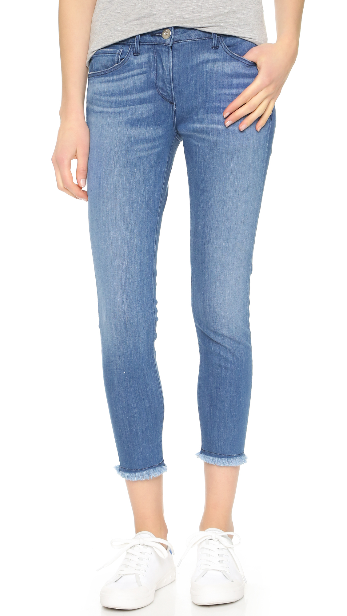 3x1 W2 Crop Fray Skinny Jeans in Blue - Lyst