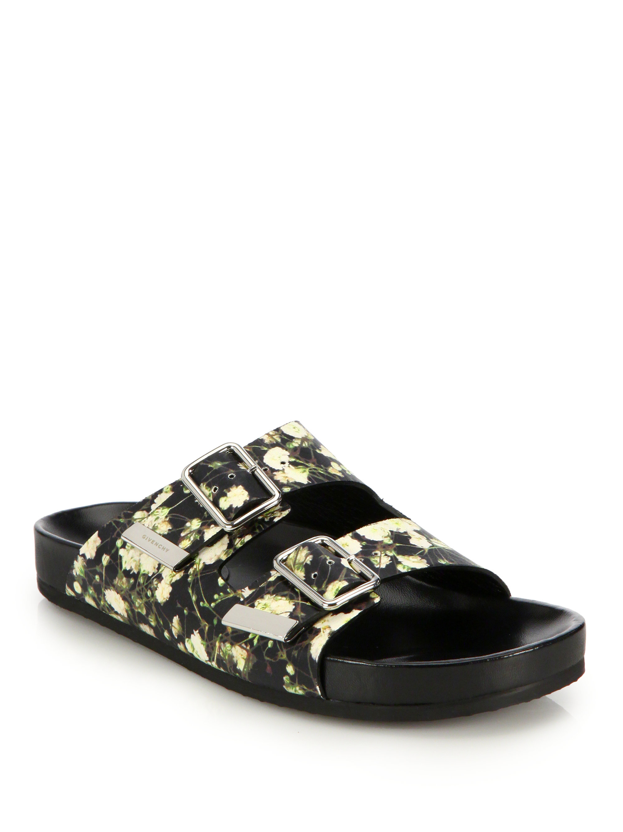 Givenchy Baby's Breath Printed Leather Slide Sandals | Lyst