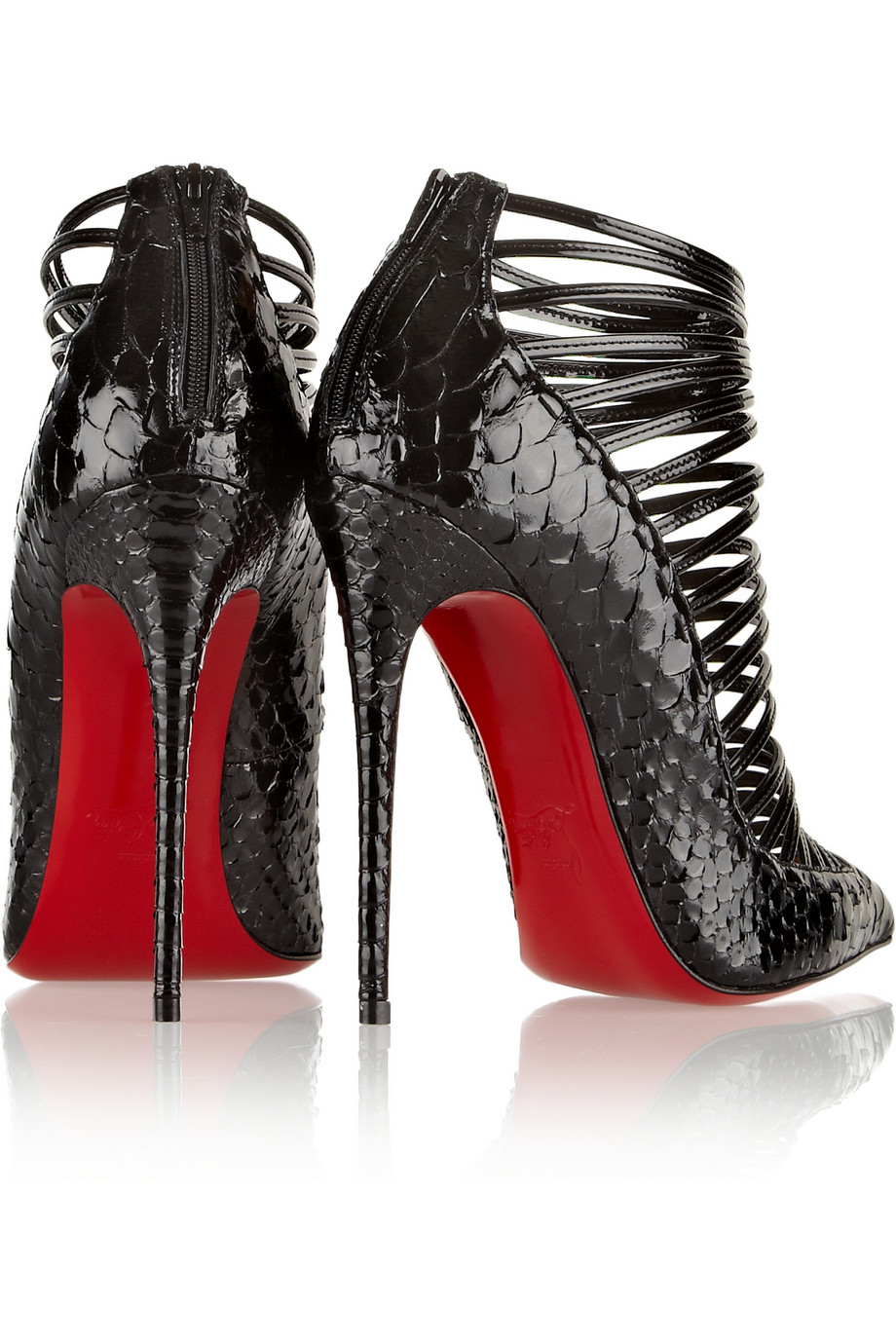 Christian louboutin Gortik 120 Python And Patent-Leather Ankle ...  