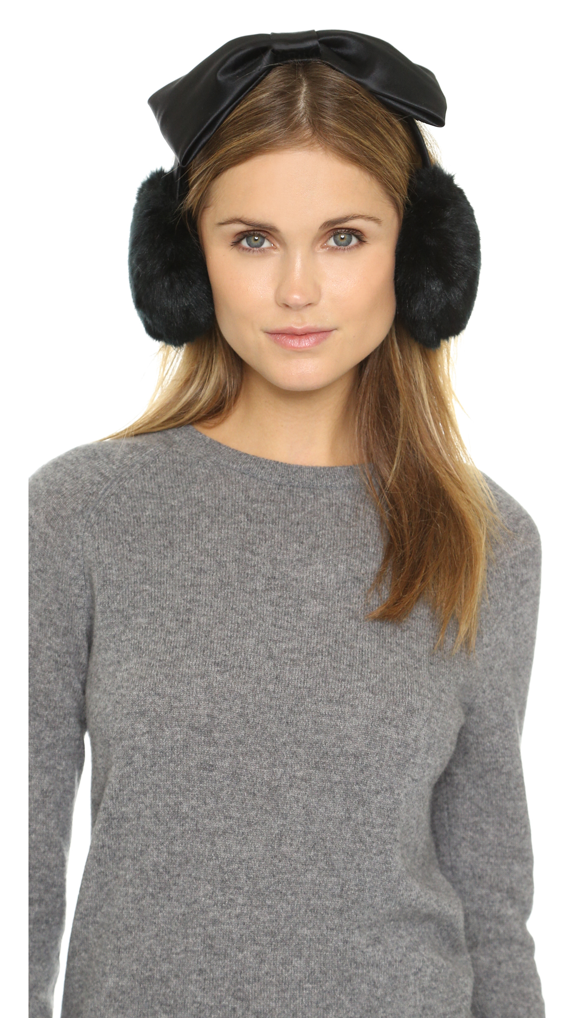 Kate Spade Faux Fur Bow Earmuffs in Black/Black (Black) Lyst