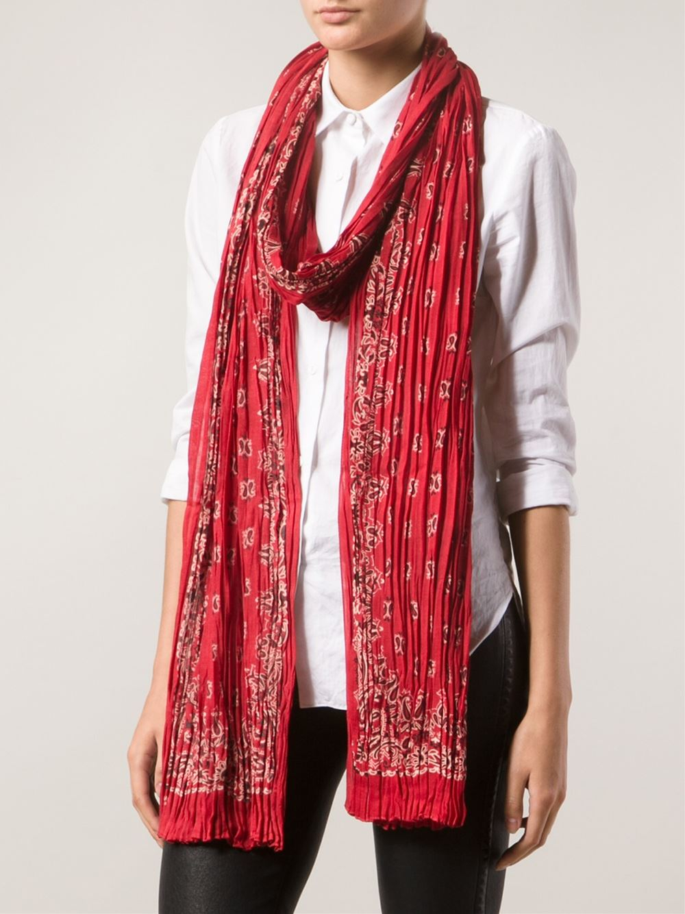 Saint Laurent Paisley Print Scarf in Red | Lyst