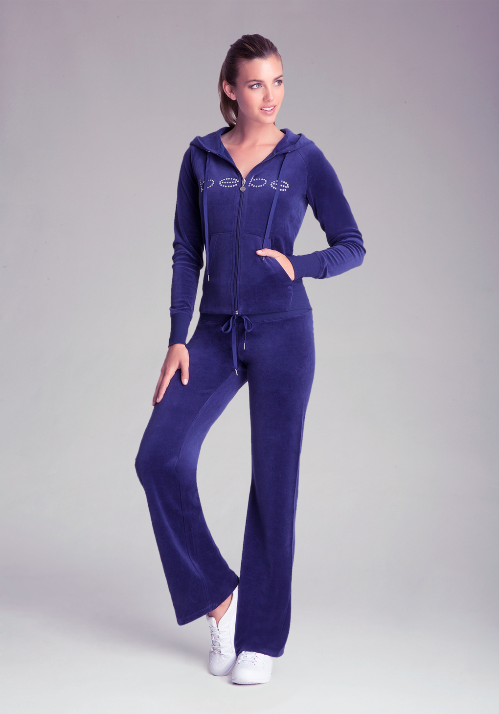 Bebe Velour Pants In Blue Lyst