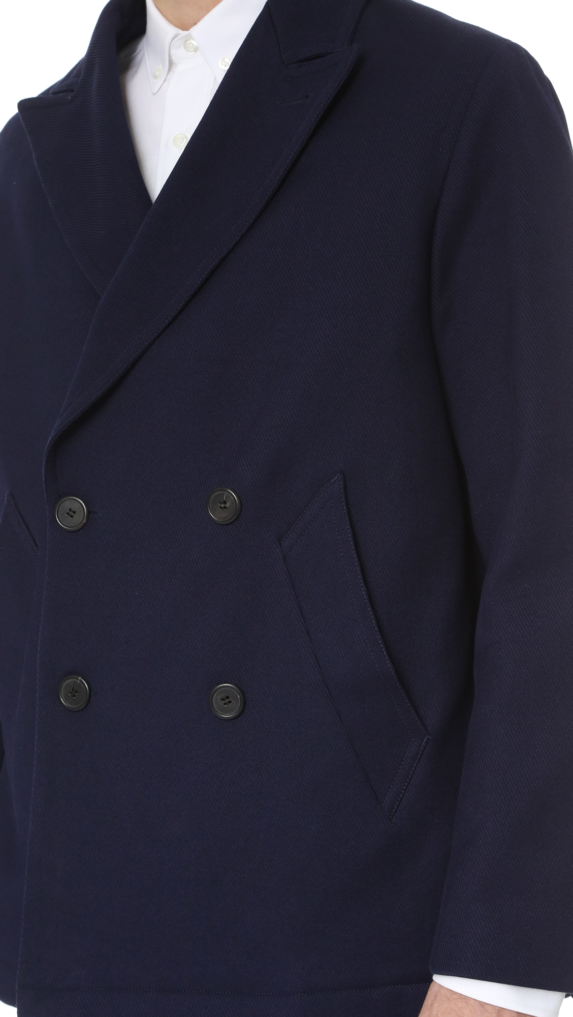 Gerald Stewart Wool Quilted Lined Peacoat In Black For Men Lyst Gallery