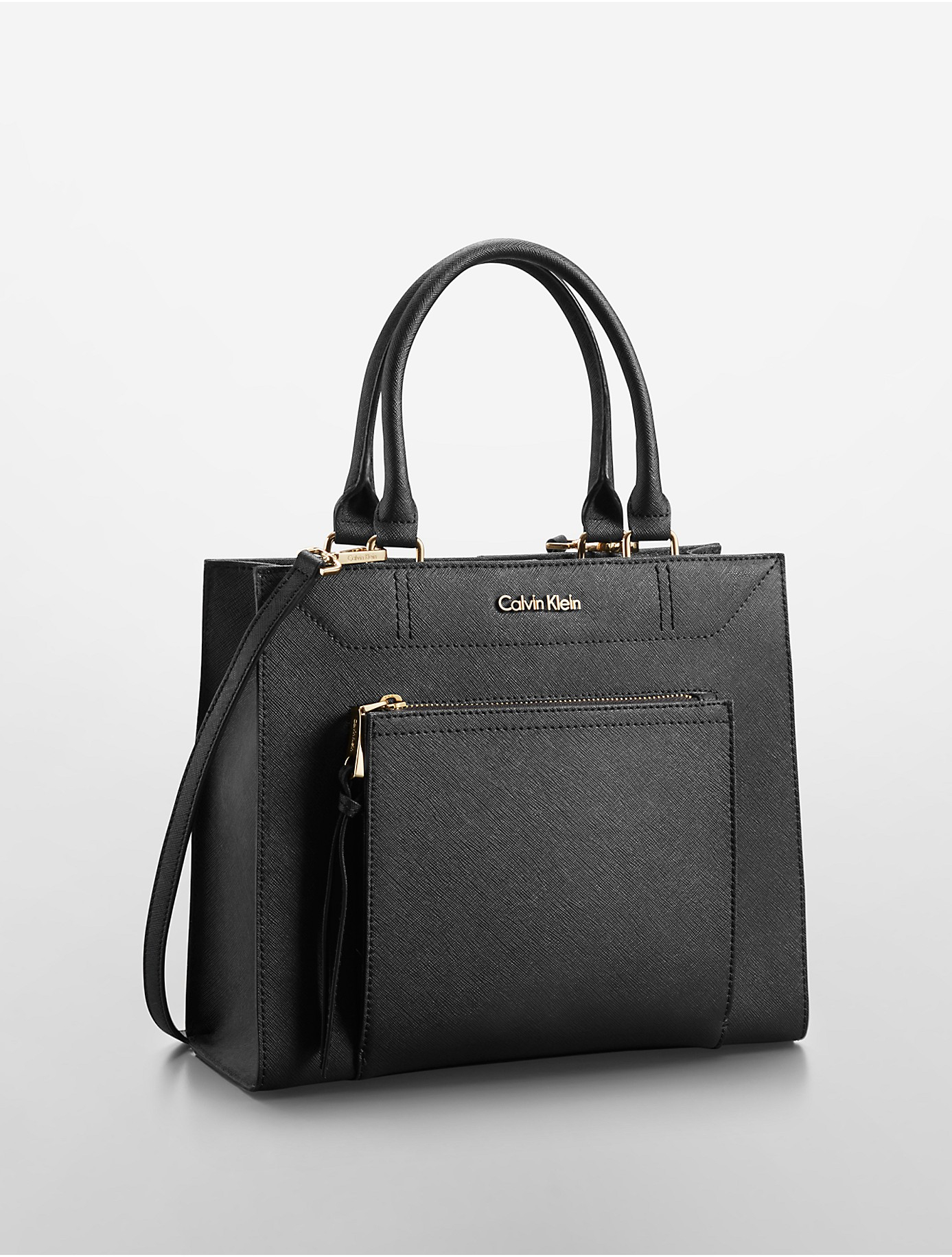 details Specialiseren Een bezoek aan grootouders Calvin Klein Saffiano Leather Small Tote Bag in Black | Lyst