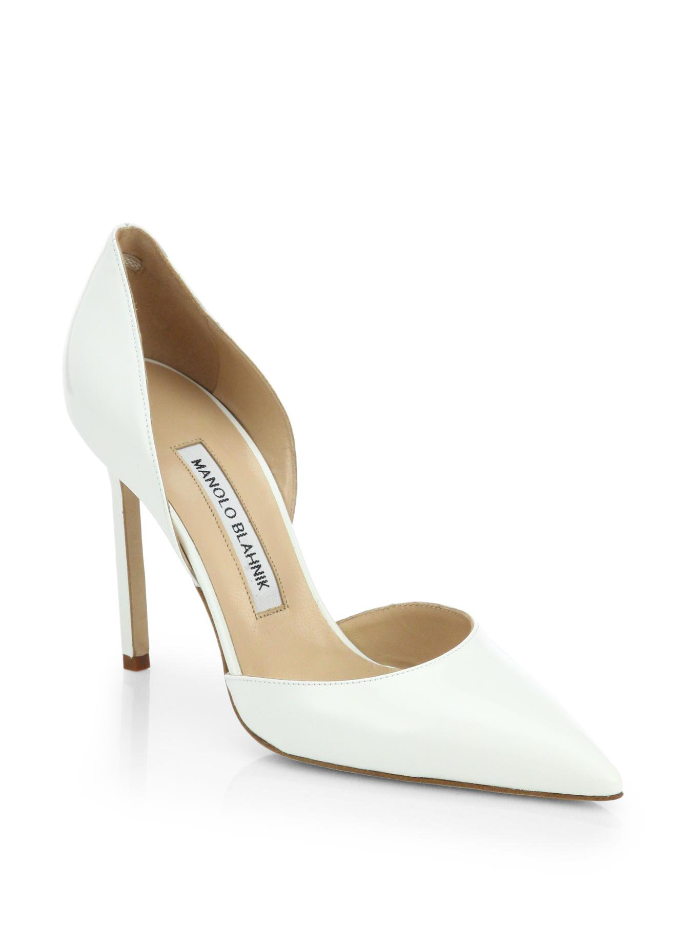 Manolo Blahnik Tayler Patent Leather D'orsay Pumps in White - Lyst