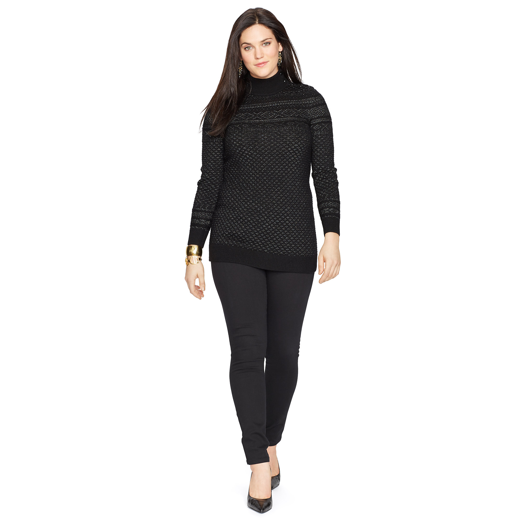 Lyst Ralph Lauren Fair Isle Tunic Sweater in Black