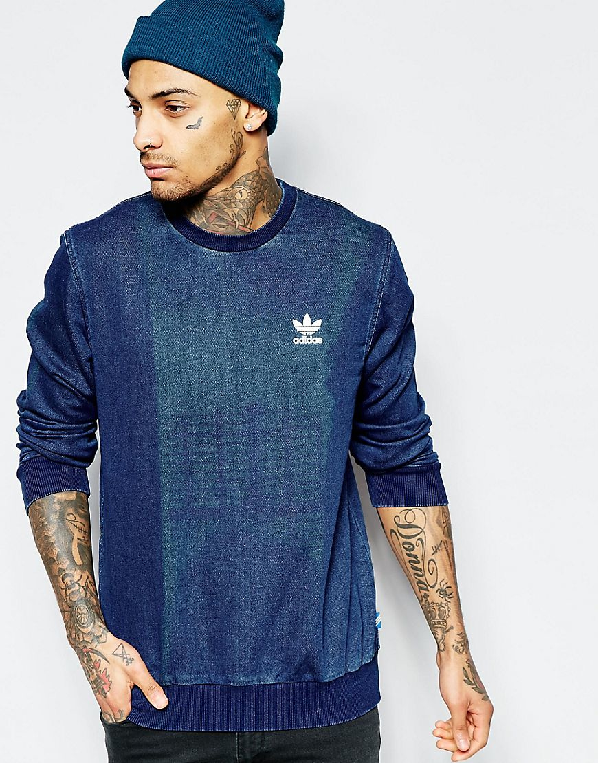Forladt mm Slikke adidas Originals Denim Sweatshirt Aj7727 in Blue for Men | Lyst