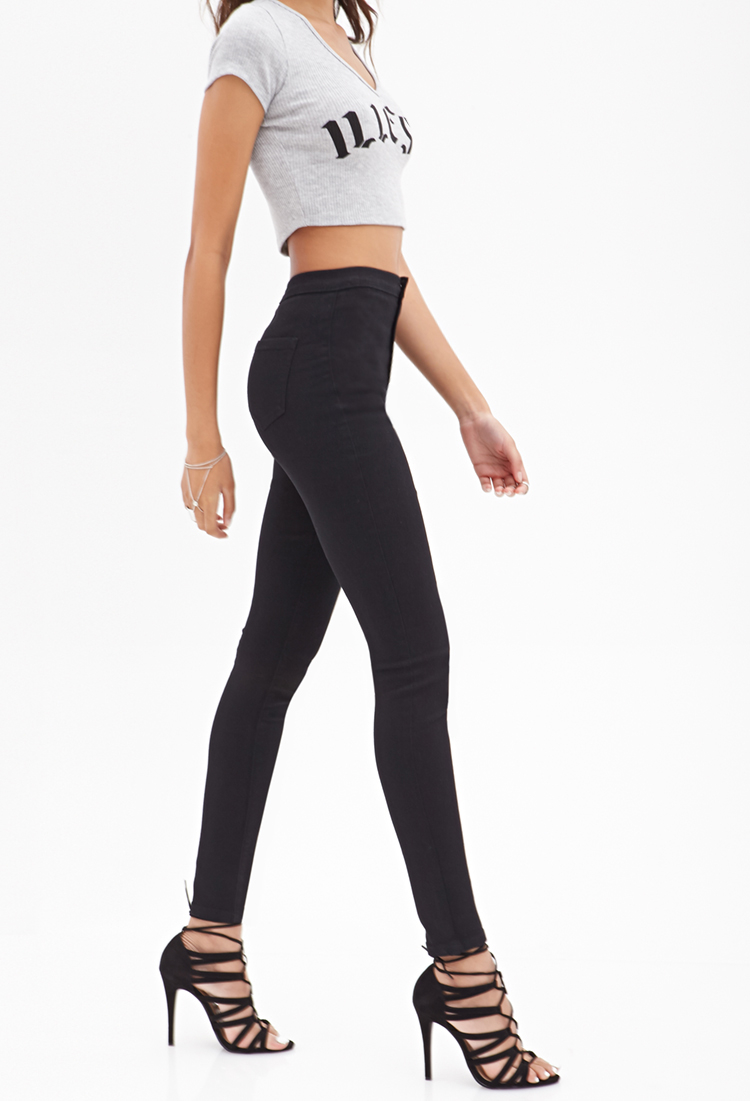high waisted jeggings with crop top