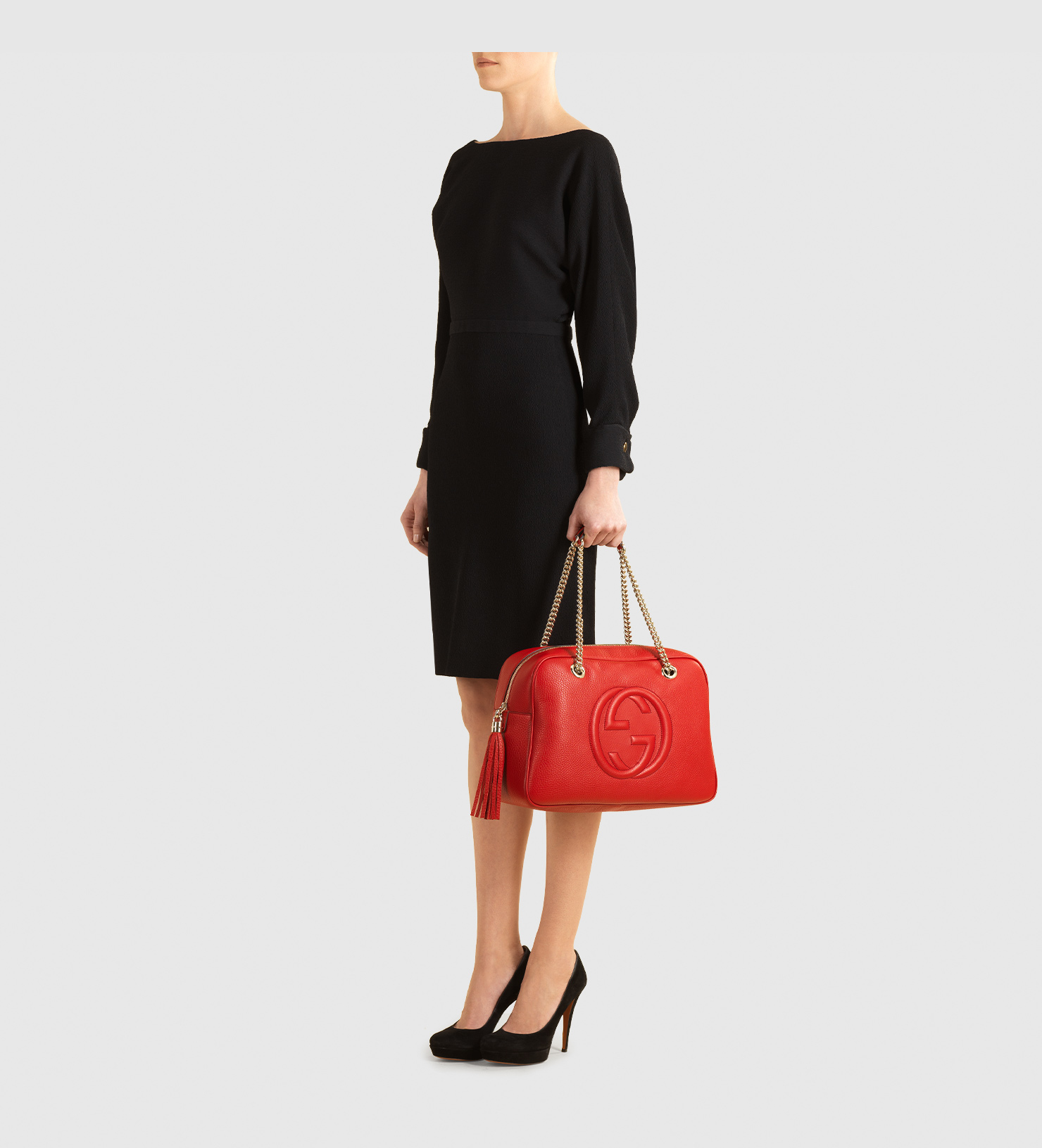 gucci large red soho shoulder bag
