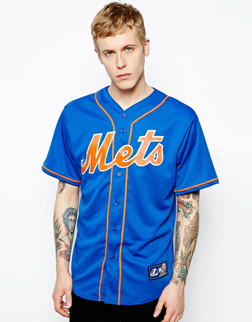 Lyst - Majestic New York Mets Alternate Baseball Jersey in Blue for Men
