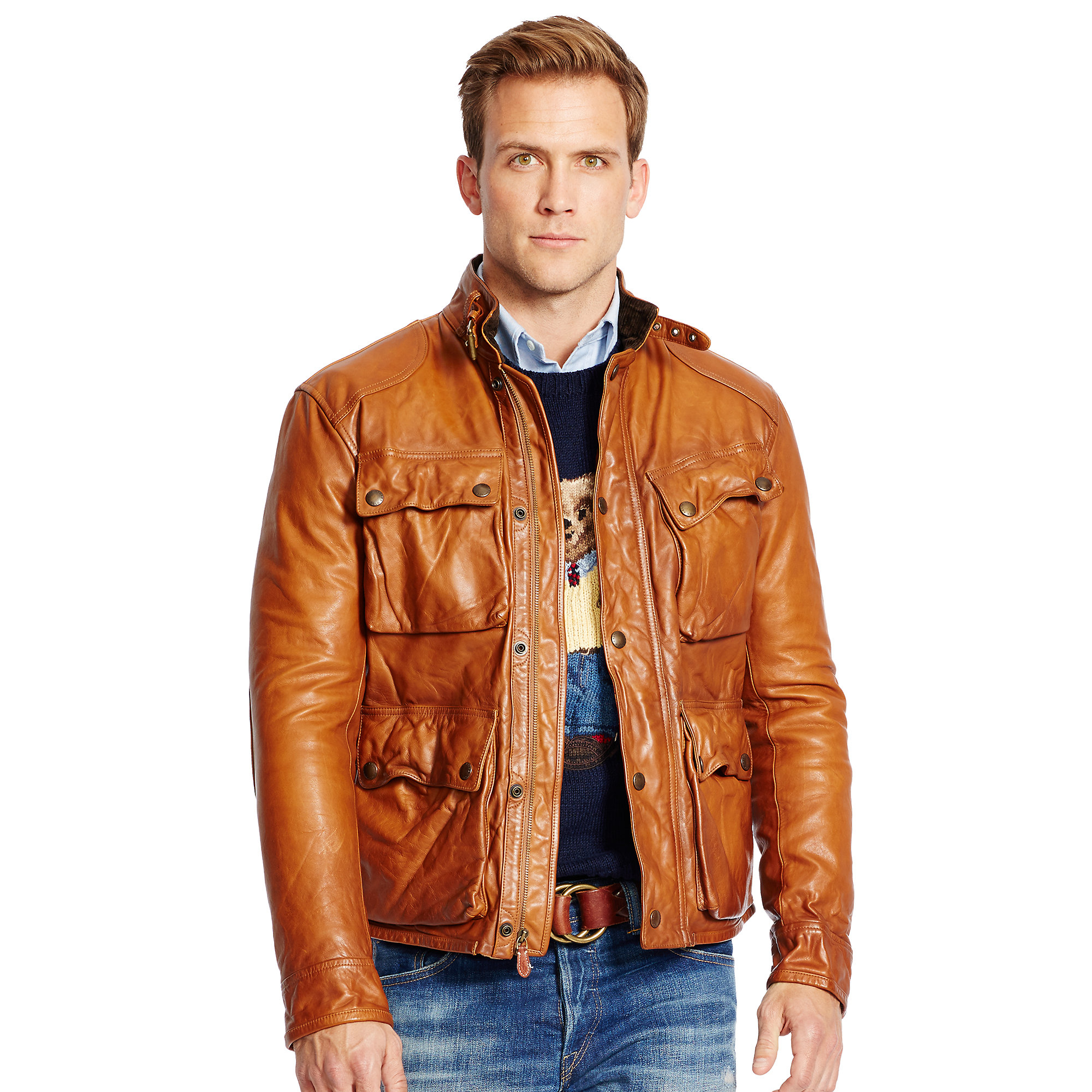 Polo Ralph Lauren Southbury Leather Biker Jacket in Brown for Men | Lyst