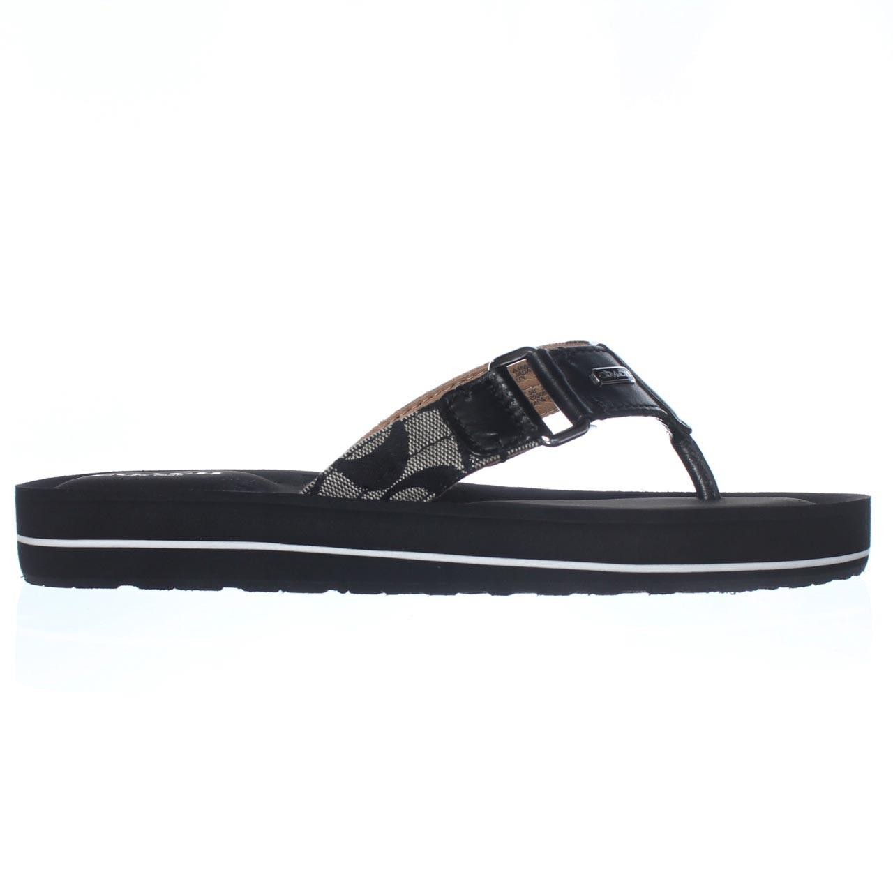 black coach flip flops