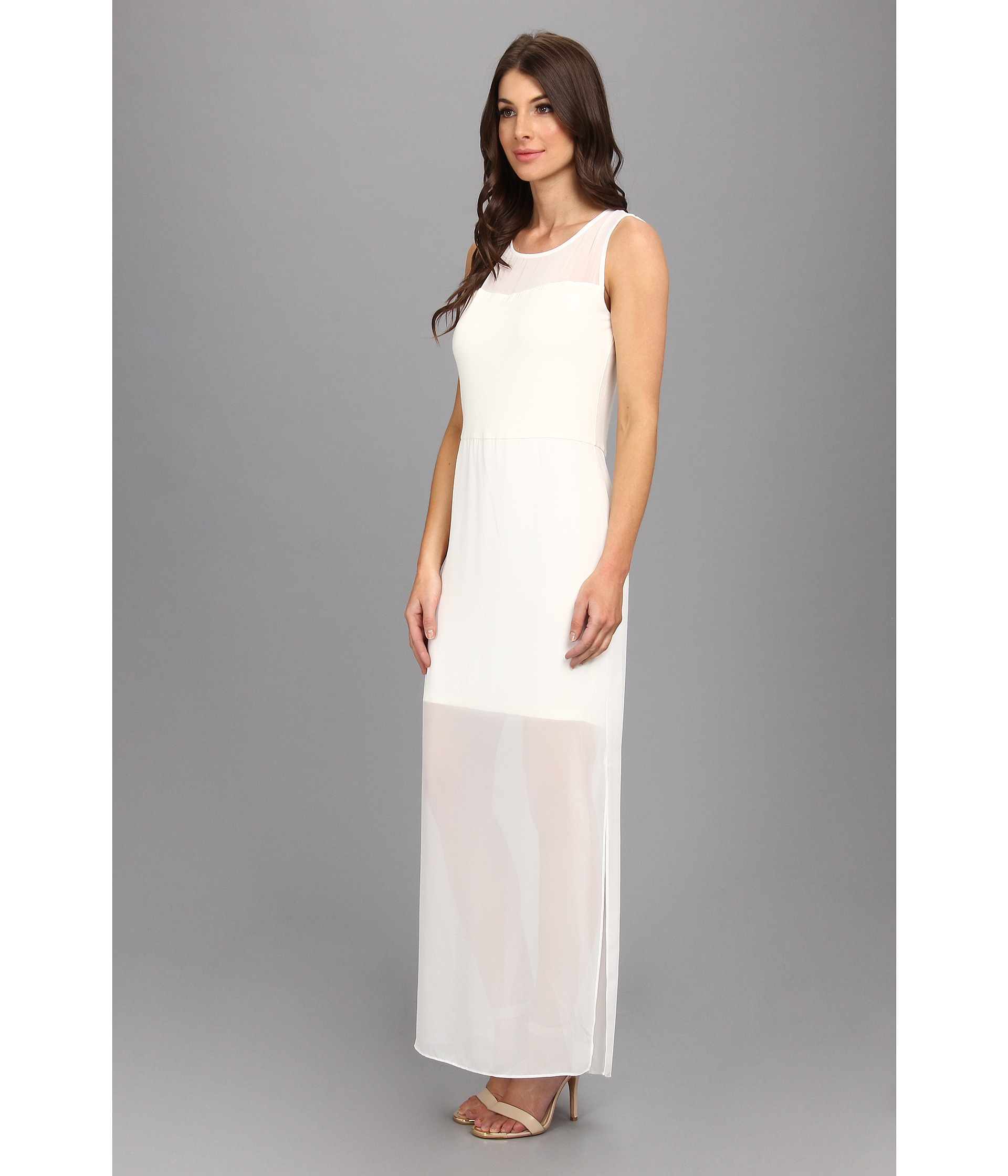 white chiffon overlay dress