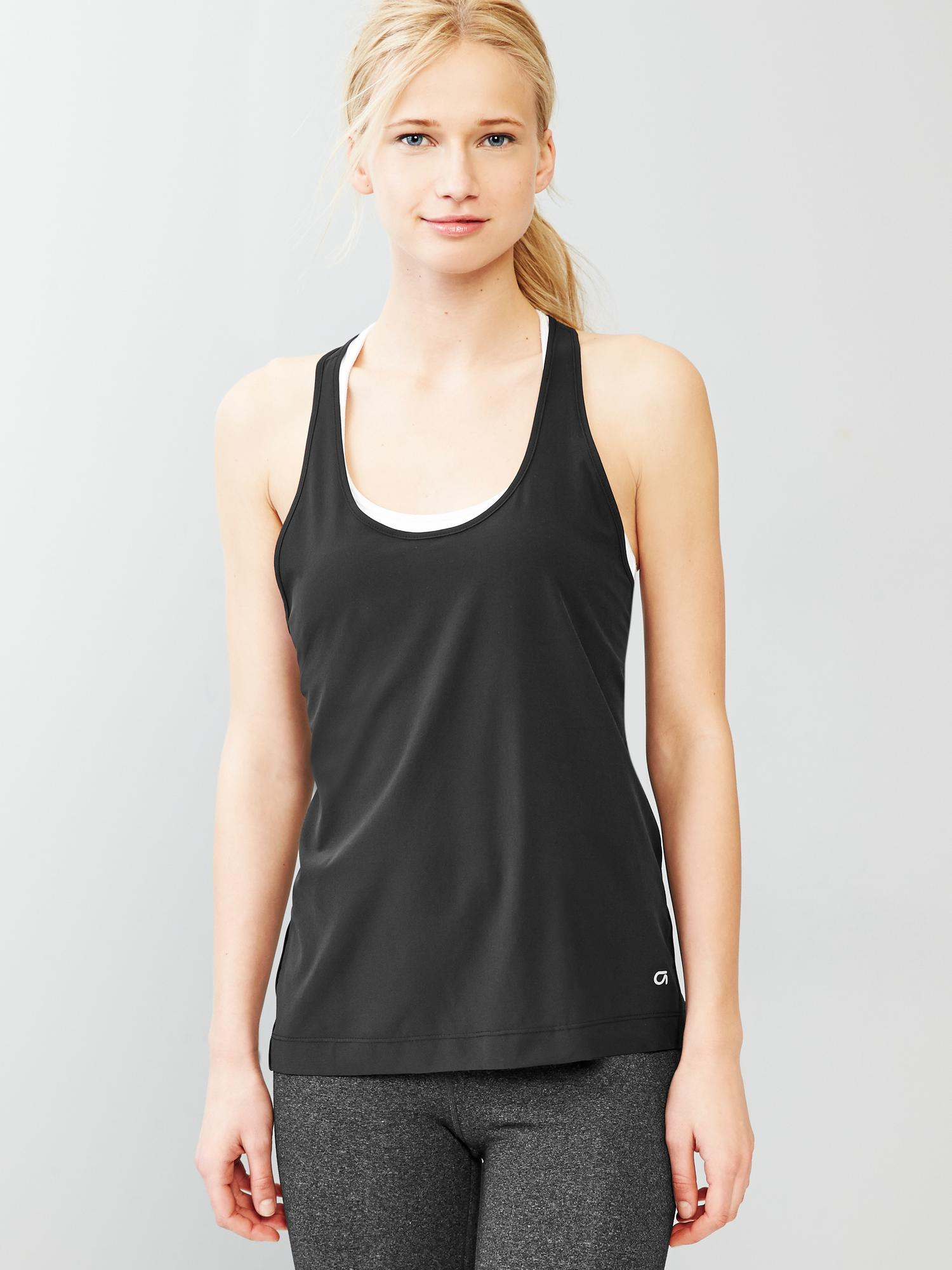 Gap Fit Woven Racerback Tank in Black (true black) Lyst