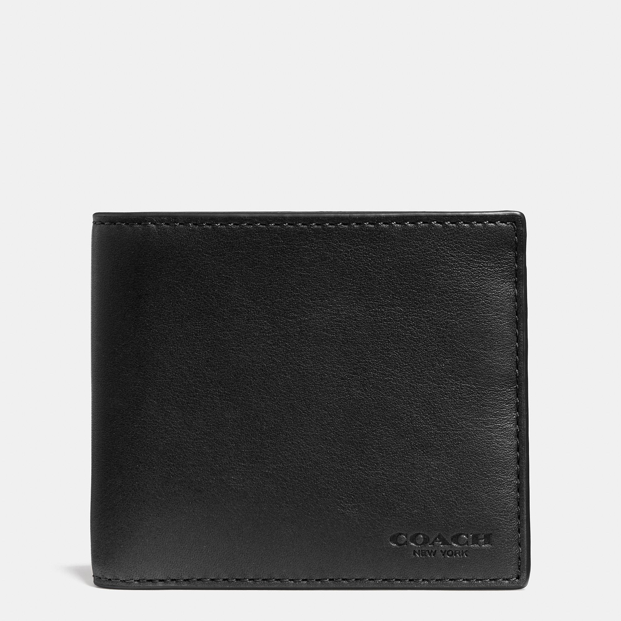 COACH Double Billfold Wallet In Sport Calf Leather in Black for Men - Lyst
