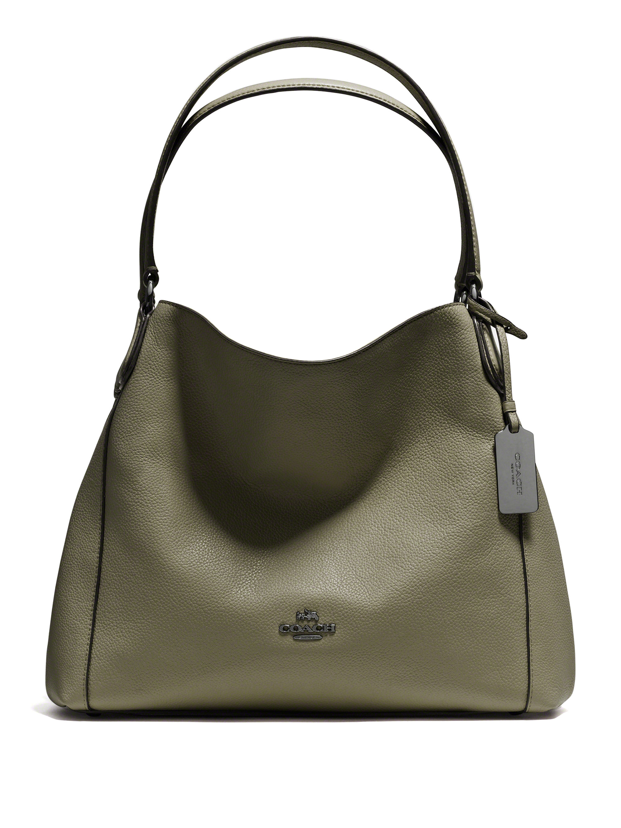 COACH Edie Pebbled Leather Shoulder Bag in Green