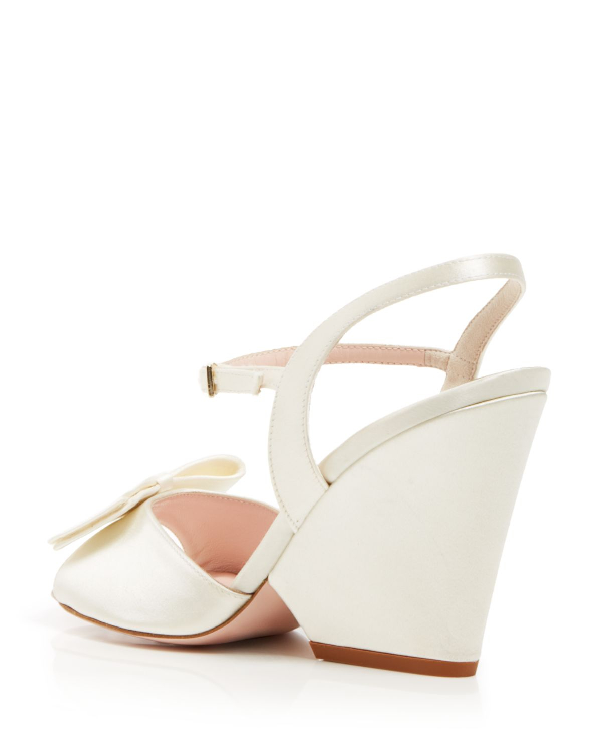 Kate Spade Satin Open Toe Wedge Evening Sandals Imari in Ivory (White) Lyst