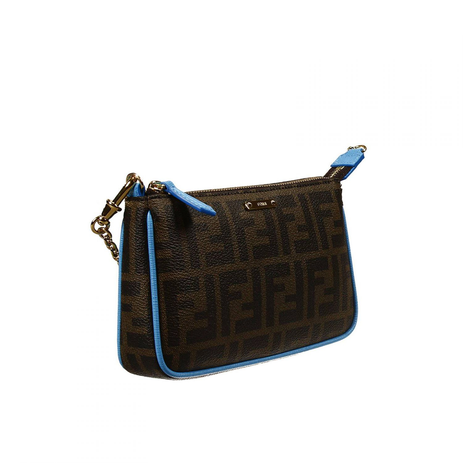 Fendi Clutch Bag Mini Zucca Pu Crossbody With Contrast in Sky Blue (Blue) - Lyst