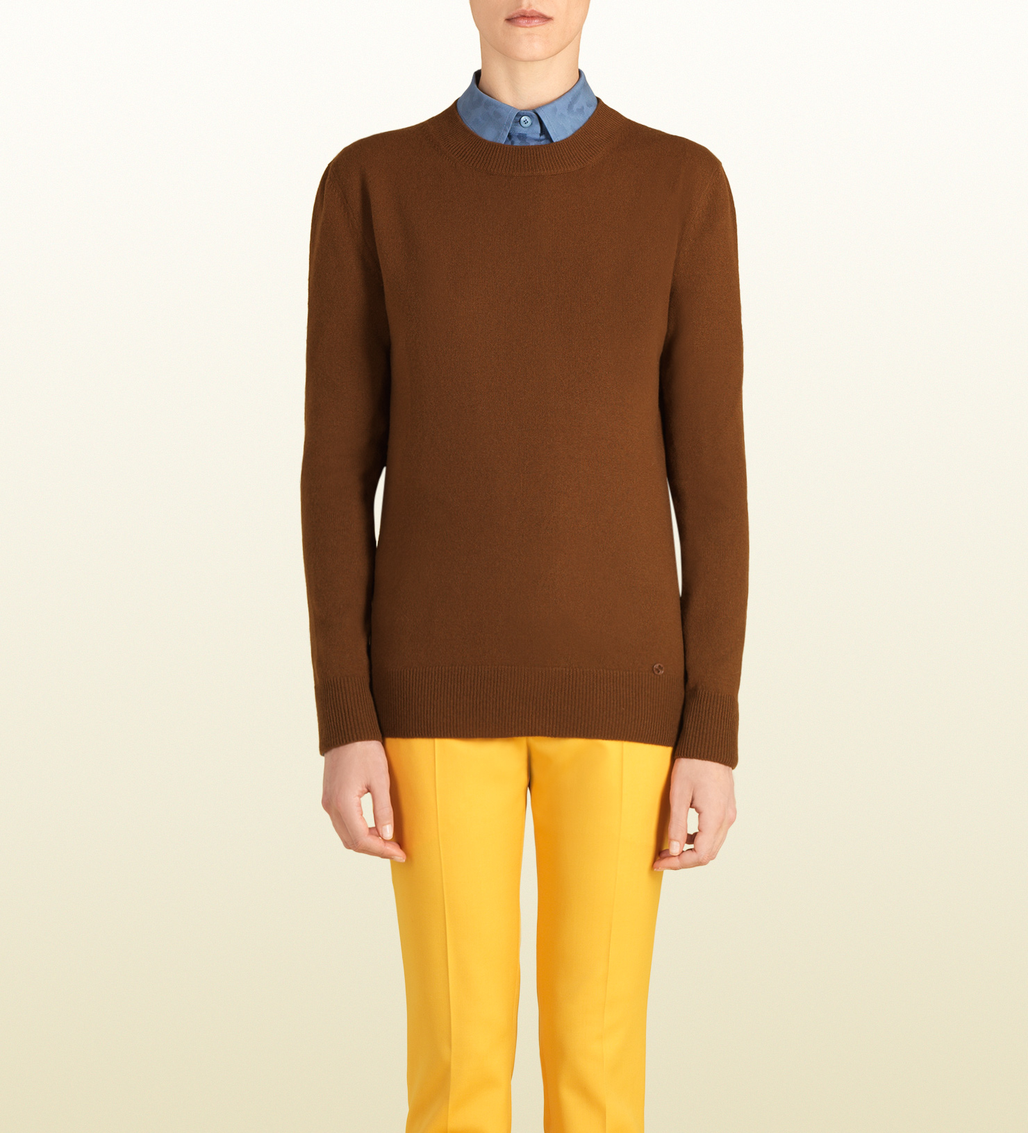 Gucci Brown Cashmere Sweater in Brown | Lyst
