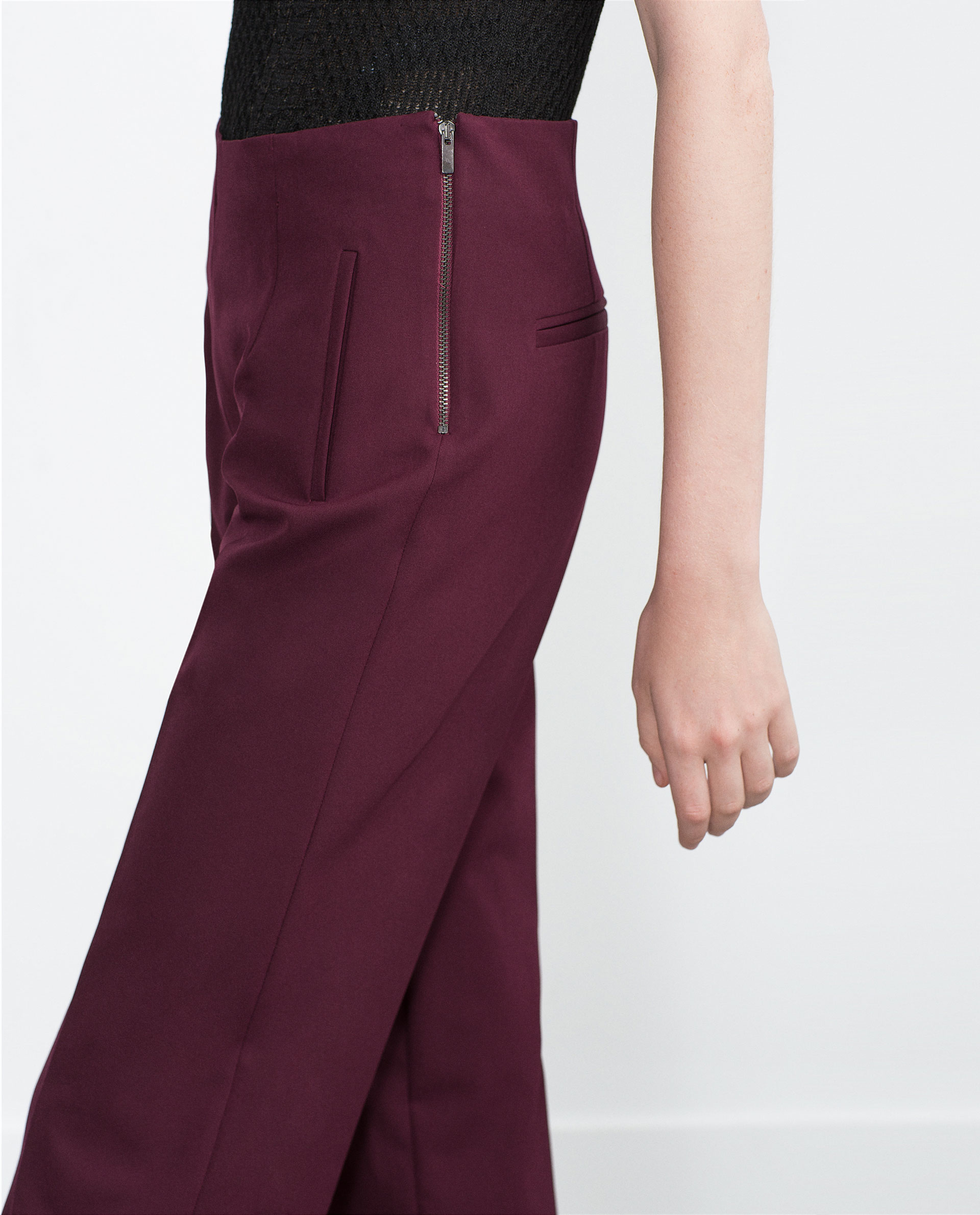 zara cropped trousers with buttons
