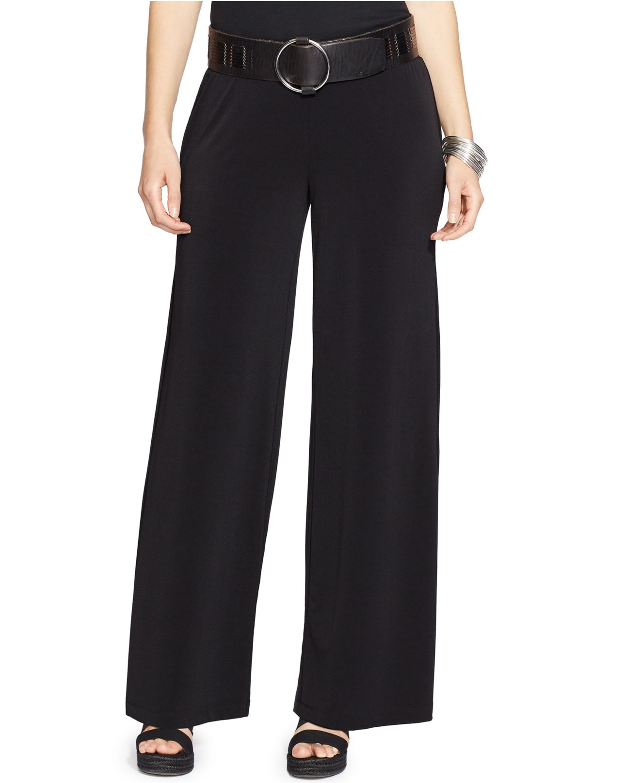 Lauren by ralph lauren Plus Size Wide-Leg Pants in Black | Lyst