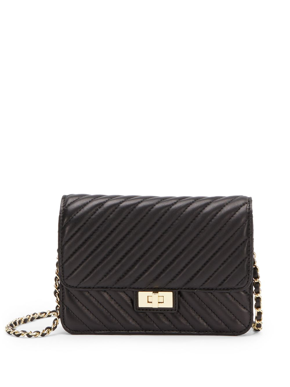Saks fifth avenue Sindy Quilted Leather Shoulder Bag in Black | Lyst