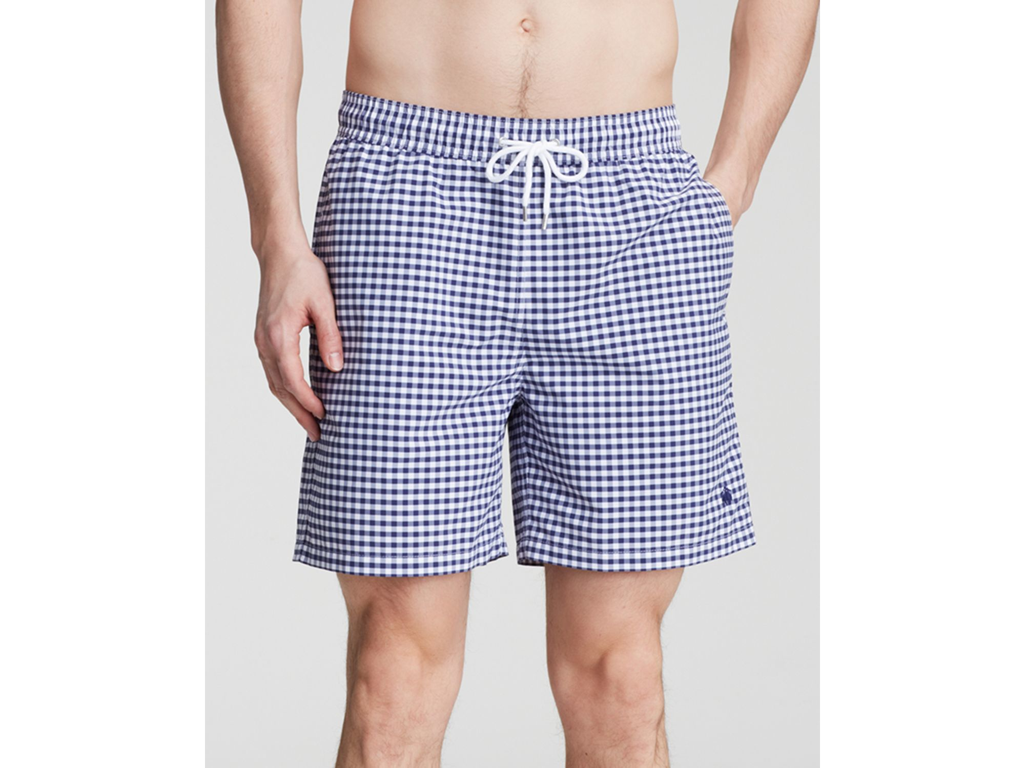 Brooks brothers Gingham Swim Trunks in Blue for Men (Blue Print) Lyst