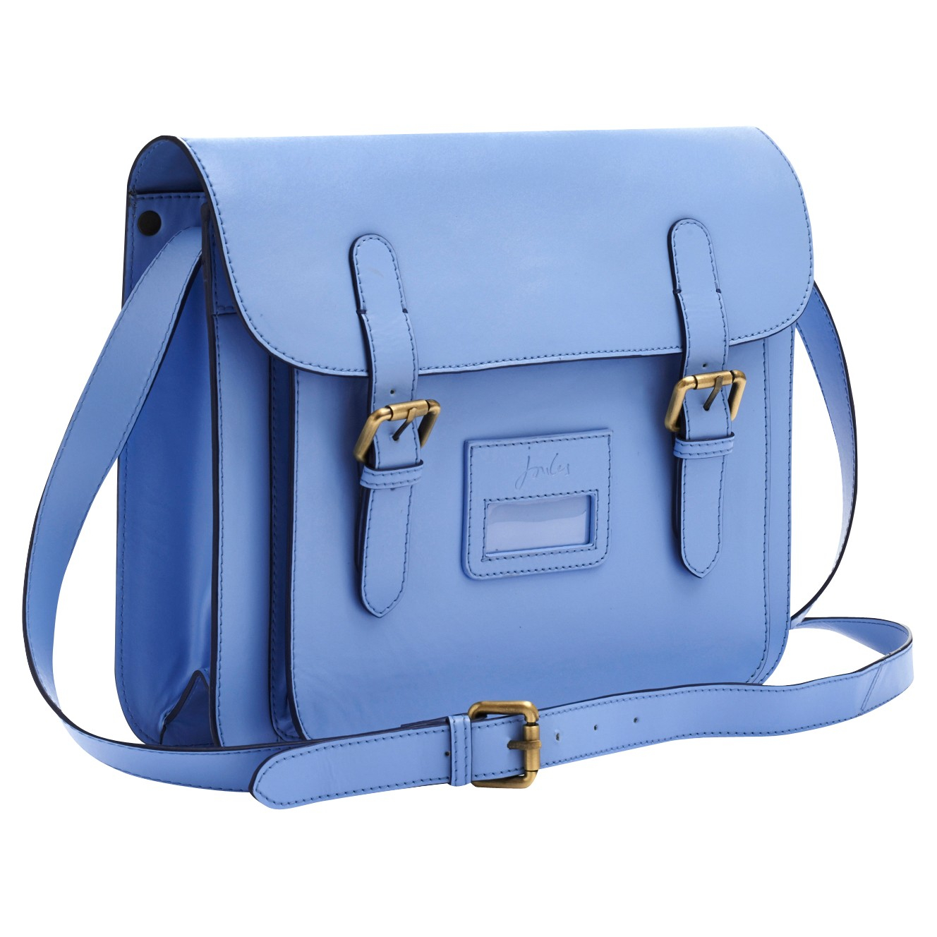 blue leather satchel