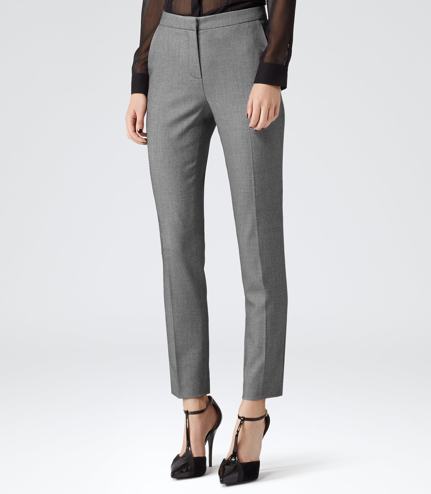 grey tailored trousers women's