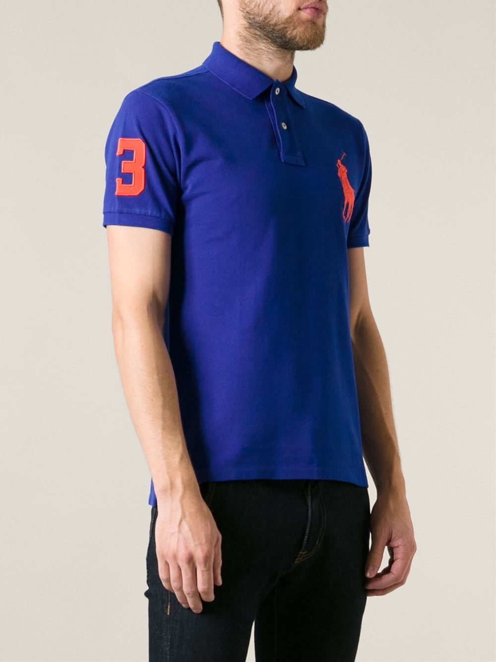 Polo Ralph Lauren Oversized Logo Slim Fit Polo Shirt in Blue for Men | Lyst