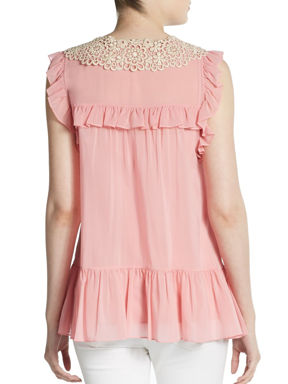red ruffle tops