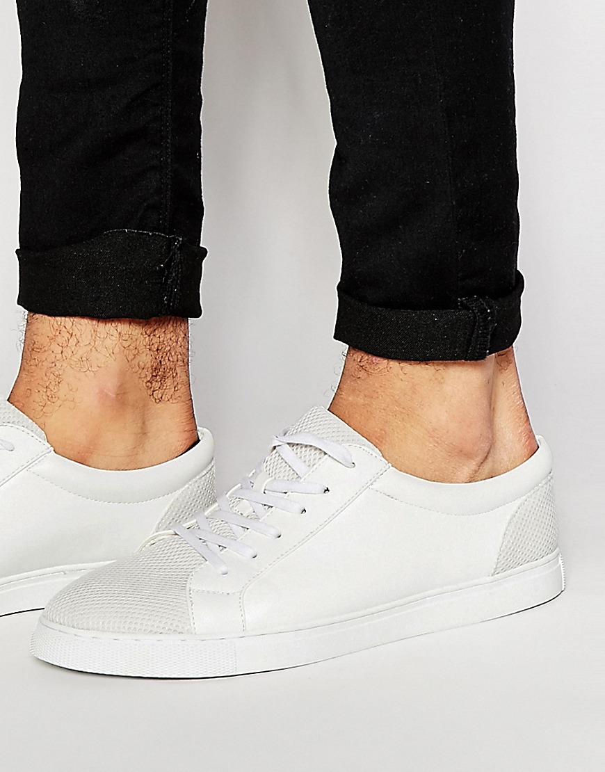 ASOS Leather Trainers In White With Chunky Sole for Men Lyst