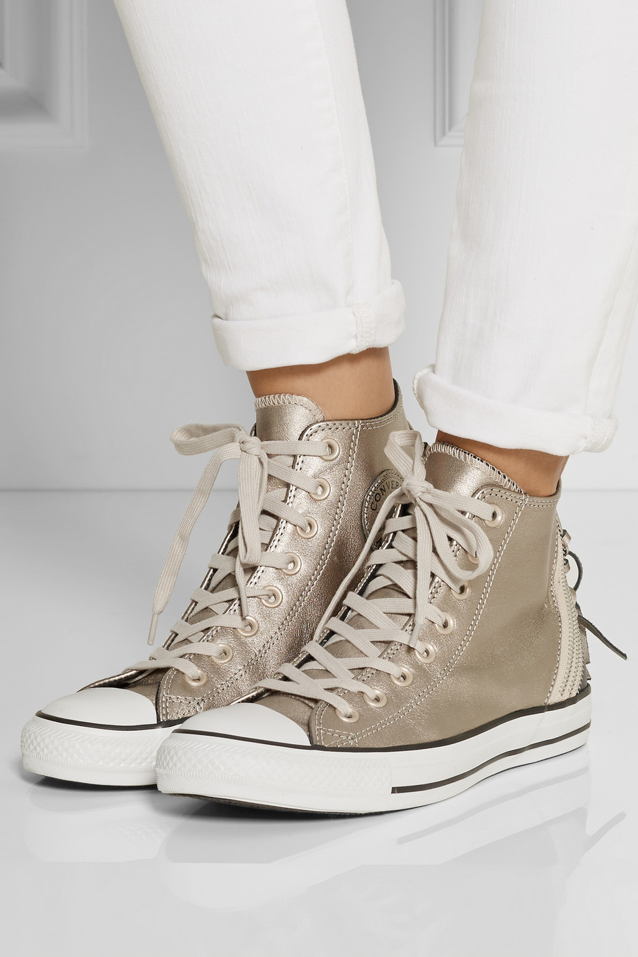 Converse Chuck Taylor All Star Tri Zip Leather High-Top Sneakers ... كمك